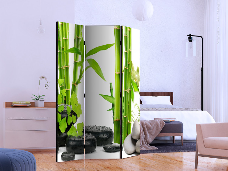Room Divider Screen Bamboos and Stones - oriental pebbles and bamboo stalk in Zen style 113915 additionalImage 2