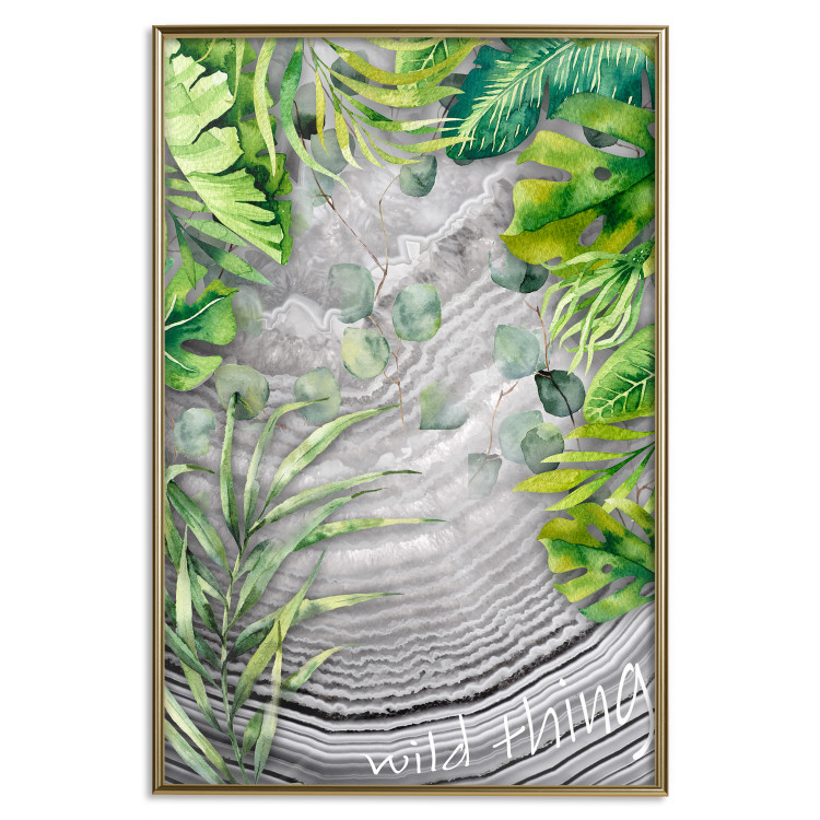Poster Wild Thing - botanical composition with tropical leaves and text 114315 additionalImage 14