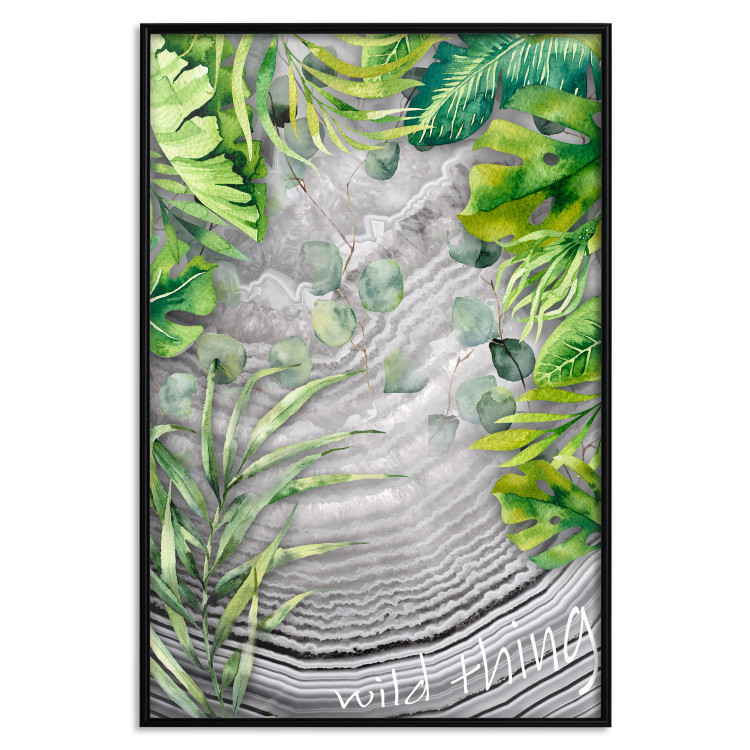 Poster Wild Thing - botanical composition with tropical leaves and text 114315 additionalImage 15