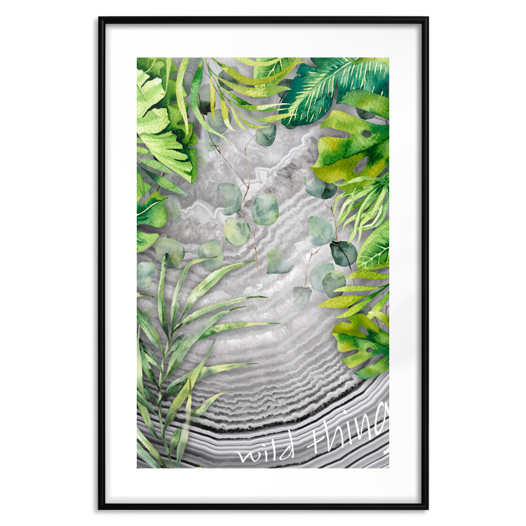 Poster Wild Thing - botanical composition with tropical leaves and text 114315 additionalImage 17