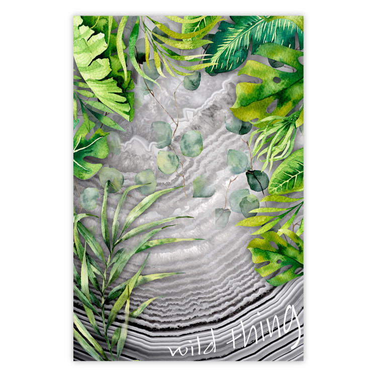 Poster Wild Thing - botanical composition with tropical leaves and text 114315
