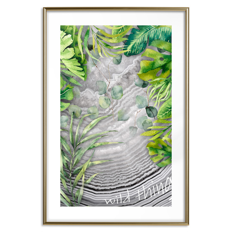 Poster Wild Thing - botanical composition with tropical leaves and text 114315 additionalImage 18