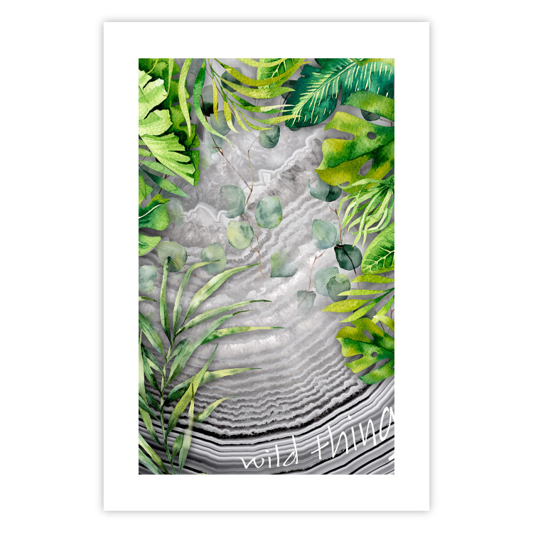 Poster Wild Thing - botanical composition with tropical leaves and text 114315 additionalImage 16