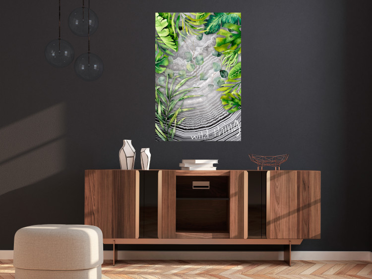 Poster Wild Thing - botanical composition with tropical leaves and text 114315 additionalImage 20