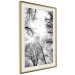 Poster Winter flight - black and white landscape with birds circling among tree tops 114915 additionalThumb 2