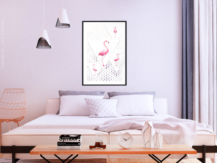 Poster Flamingo Family - geometric composition with pink birds and triangles 115315 additionalImage 4