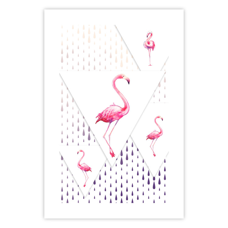 Poster Flamingo Family - geometric composition with pink birds and triangles 115315 additionalImage 19