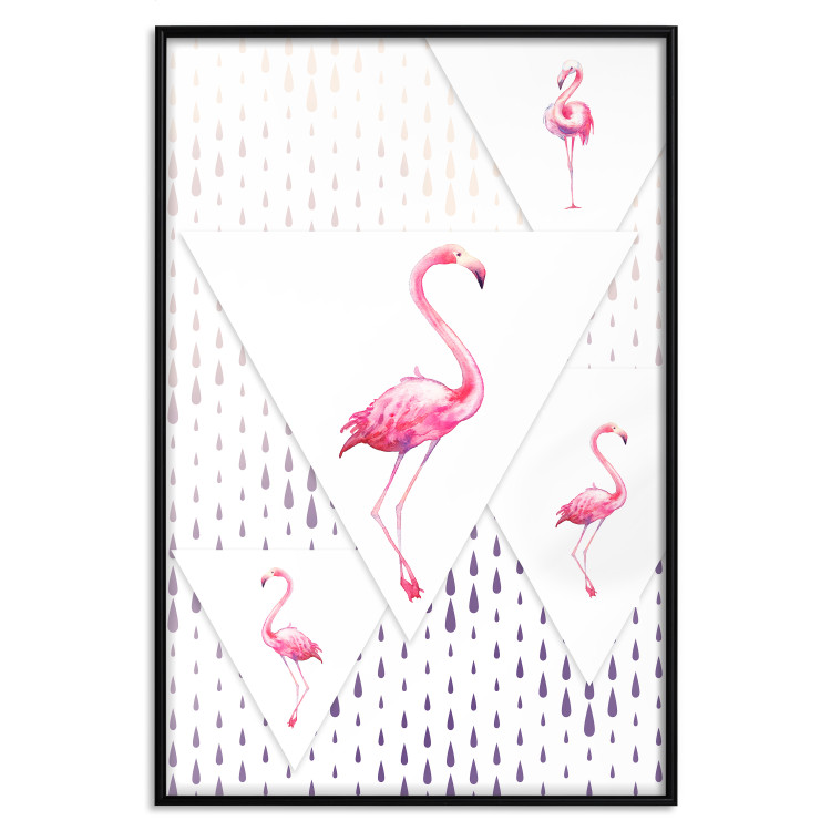 Poster Flamingo Family - geometric composition with pink birds and triangles 115315 additionalImage 24
