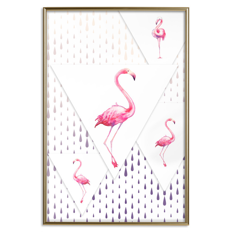 Poster Flamingo Family - geometric composition with pink birds and triangles 115315 additionalImage 20