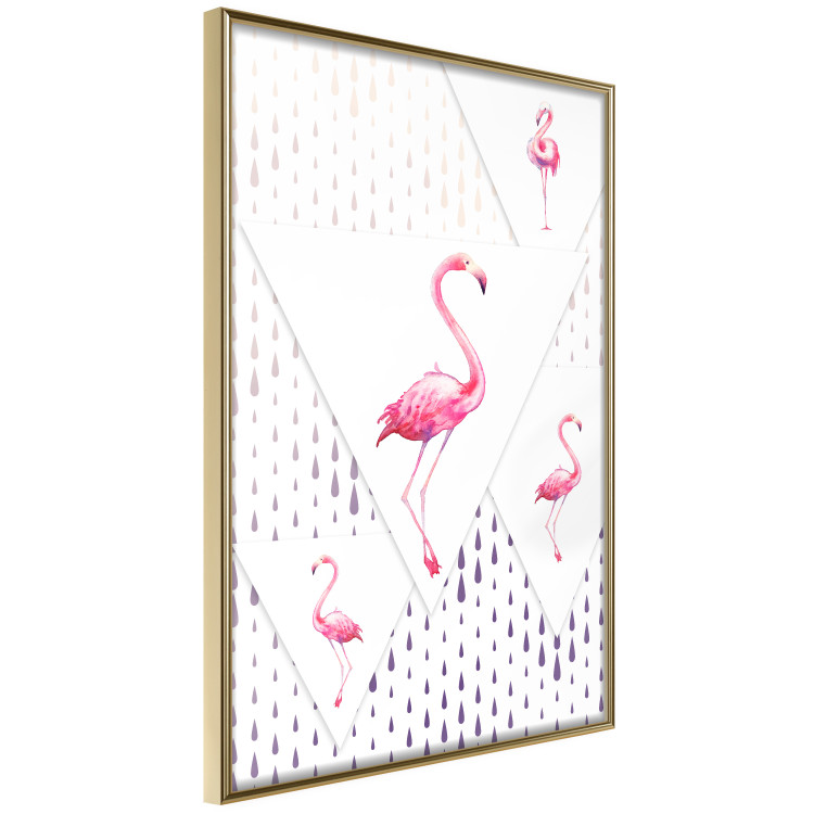 Poster Flamingo Family - geometric composition with pink birds and triangles 115315 additionalImage 12