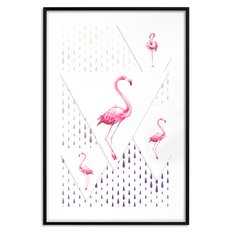 Poster Flamingo Family - geometric composition with pink birds and triangles 115315 additionalImage 15
