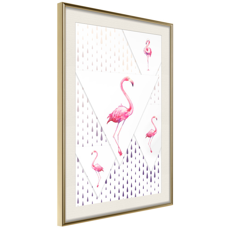 Poster Flamingo Family - geometric composition with pink birds and triangles 115315 additionalImage 2