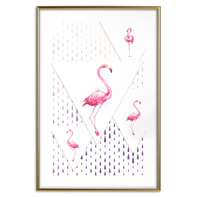 Poster Flamingo Family - geometric composition with pink birds and triangles 115315 additionalImage 16