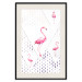 Poster Flamingo Family - geometric composition with pink birds and triangles 115315 additionalThumb 18