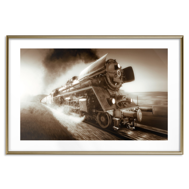 Wall Poster Vintage Steam Engine - black smoke rising from the chimney of a moving train 116415 additionalImage 14