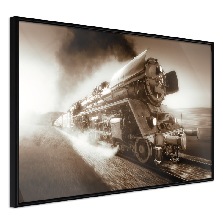 Wall Poster Vintage Steam Engine - black smoke rising from the chimney of a moving train 116415 additionalImage 12