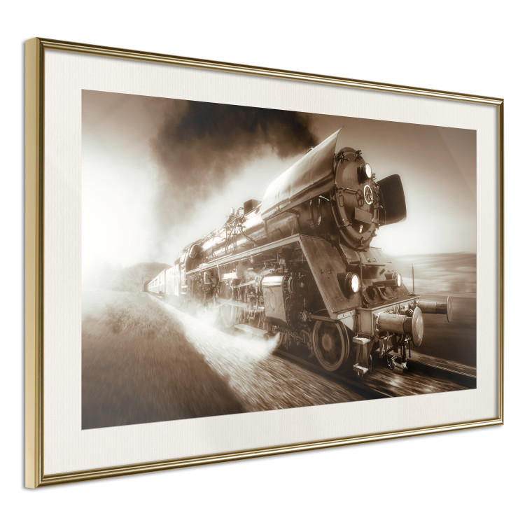 Wall Poster Vintage Steam Engine - black smoke rising from the chimney of a moving train 116415 additionalImage 2