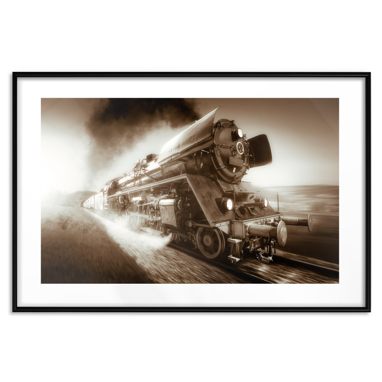 Wall Poster Vintage Steam Engine - black smoke rising from the chimney of a moving train 116415 additionalImage 15