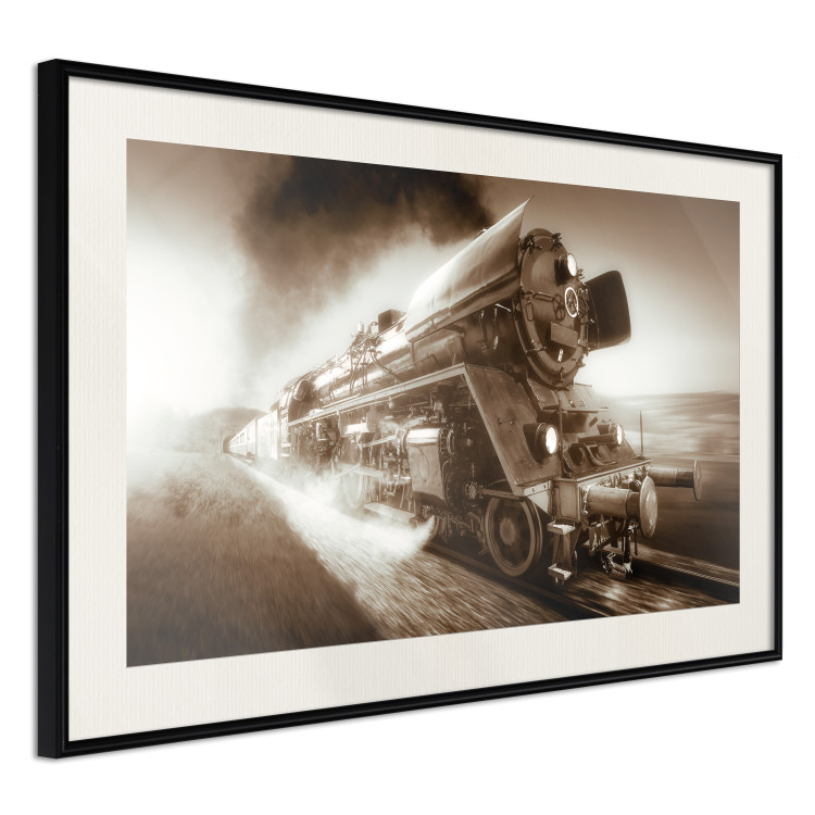 Wall Poster Vintage Steam Engine - black smoke rising from the chimney of a moving train 116415 additionalImage 3