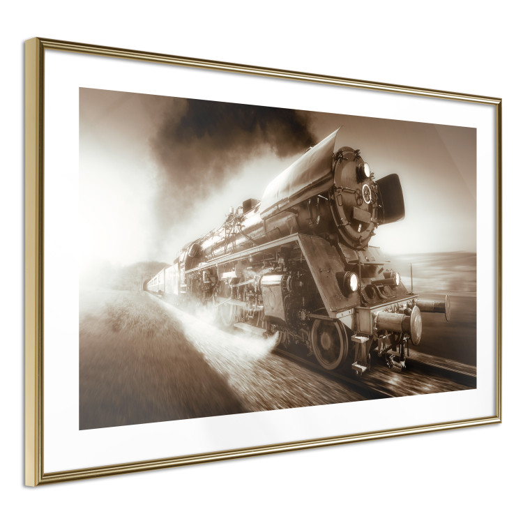 Wall Poster Vintage Steam Engine - black smoke rising from the chimney of a moving train 116415 additionalImage 6