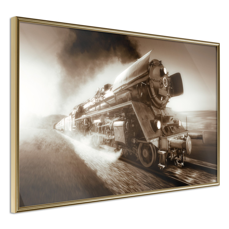 Wall Poster Vintage Steam Engine - black smoke rising from the chimney of a moving train 116415 additionalImage 14
