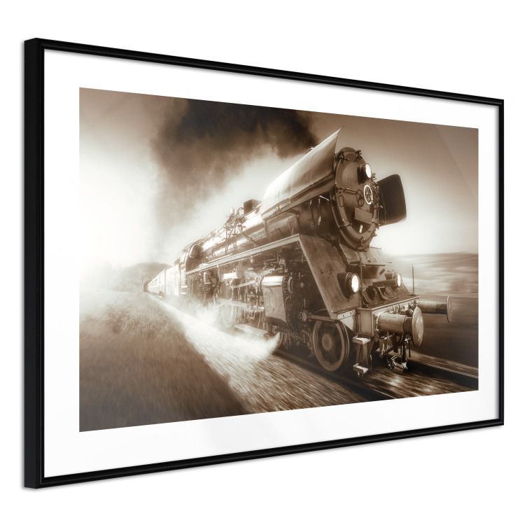Wall Poster Vintage Steam Engine - black smoke rising from the chimney of a moving train 116415 additionalImage 13