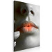 Canvas Print Warm lips - a close-up of a woman's face in shades of gray 117515 additionalThumb 2
