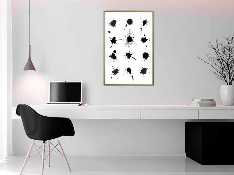 Poster Twelve Spots - simple black and white composition in ink blots 117915 additionalImage 7