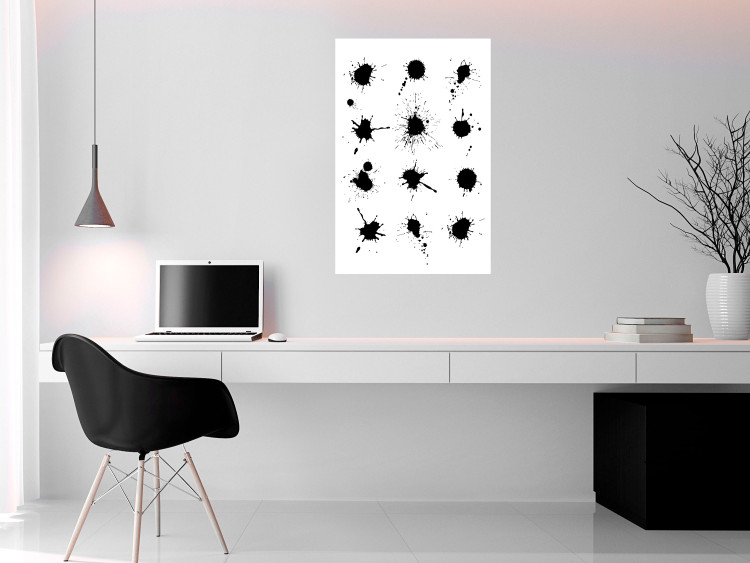 Poster Twelve Spots - simple black and white composition in ink blots 117915 additionalImage 23