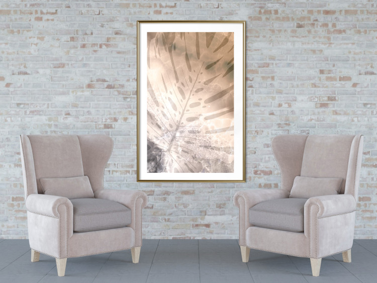 Poster Amber Monstera - warm abstraction with a tropical plant leaf 121915 additionalImage 15