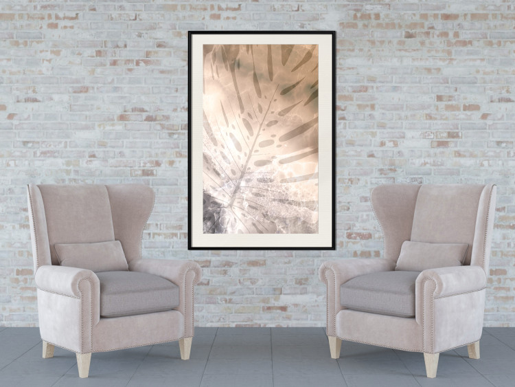 Poster Amber Monstera - warm abstraction with a tropical plant leaf 121915 additionalImage 16