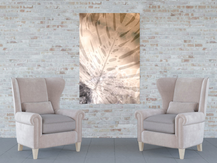 Poster Amber Monstera - warm abstraction with a tropical plant leaf 121915 additionalImage 22