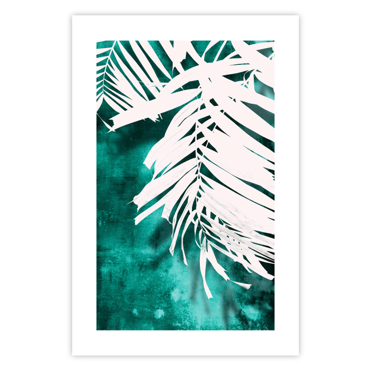 Poster Emerald Shade - plant texture of white leaves on a green background 122315 additionalImage 25