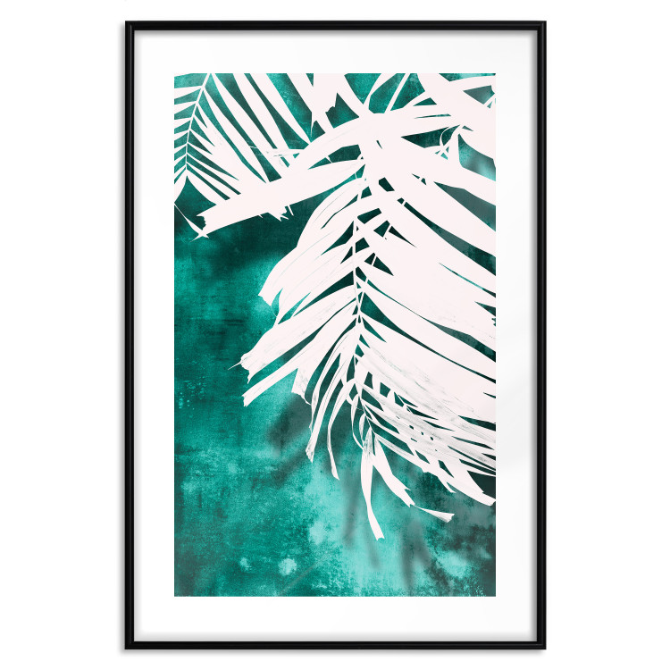 Poster Emerald Shade - plant texture of white leaves on a green background 122315 additionalImage 17