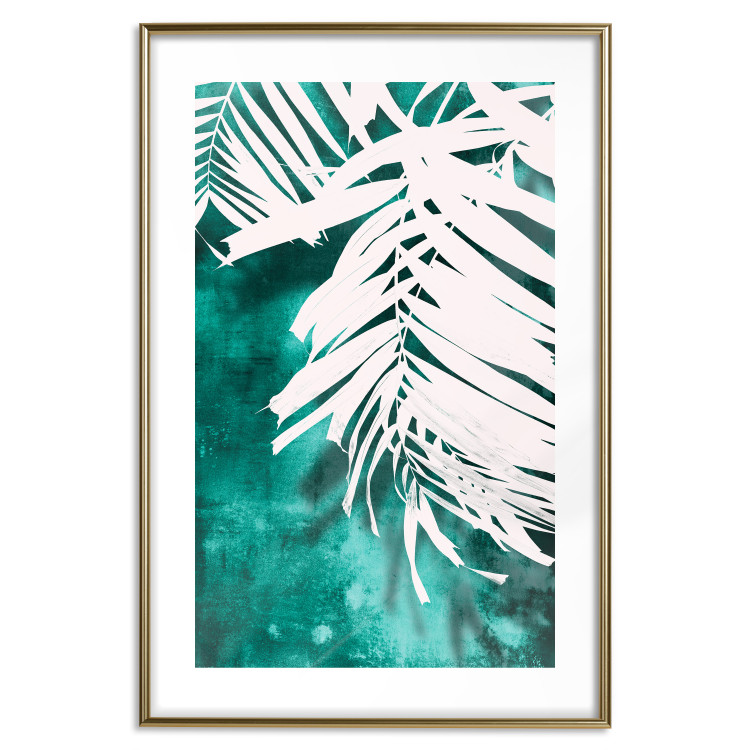 Poster Emerald Shade - plant texture of white leaves on a green background 122315 additionalImage 14