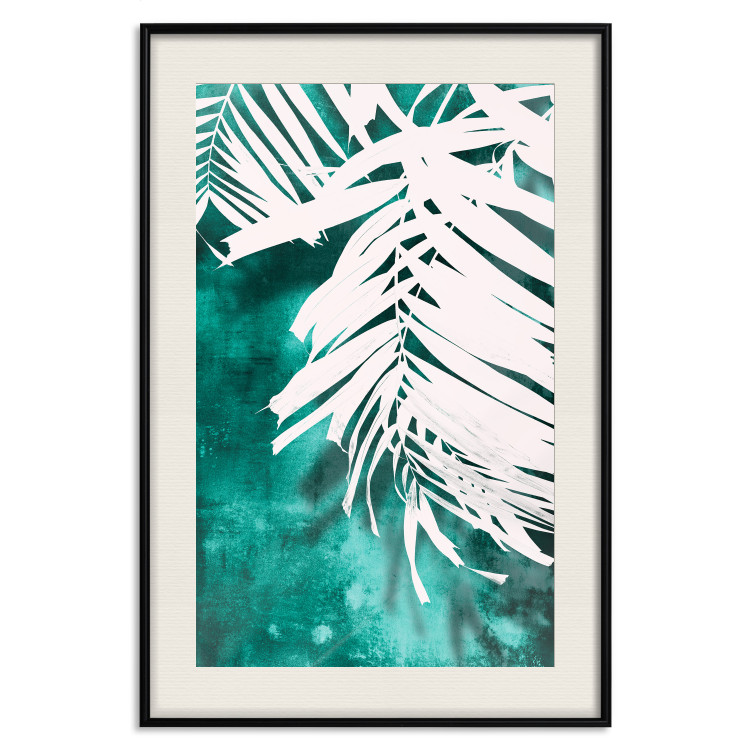 Poster Emerald Shade - plant texture of white leaves on a green background 122315 additionalImage 18