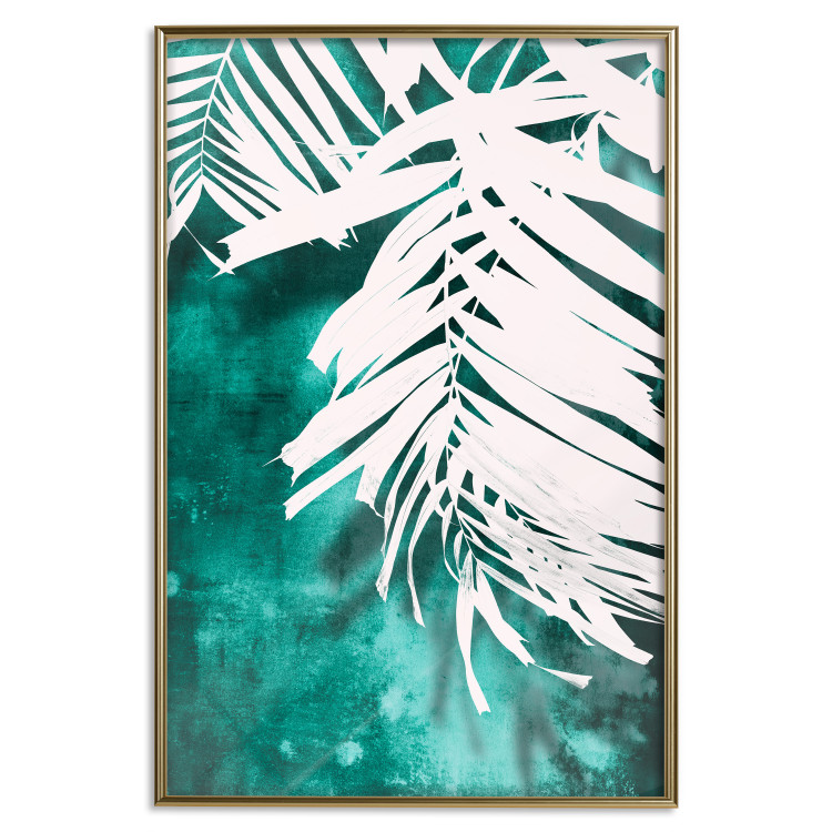Poster Emerald Shade - plant texture of white leaves on a green background 122315 additionalImage 16