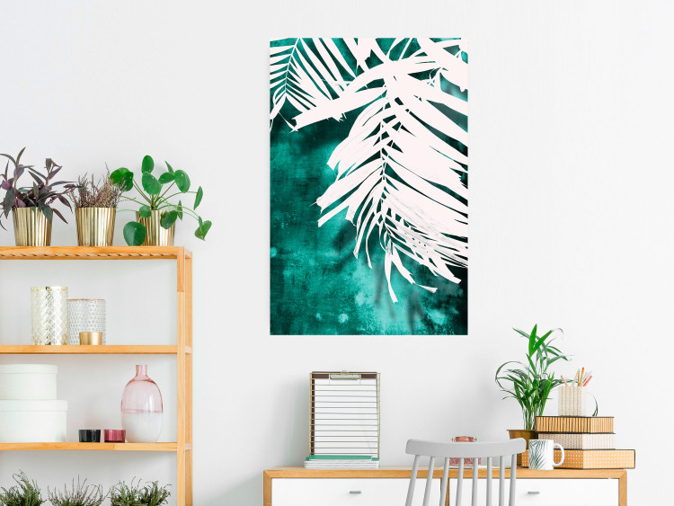 Poster Emerald Shade - plant texture of white leaves on a green background 122315 additionalImage 23