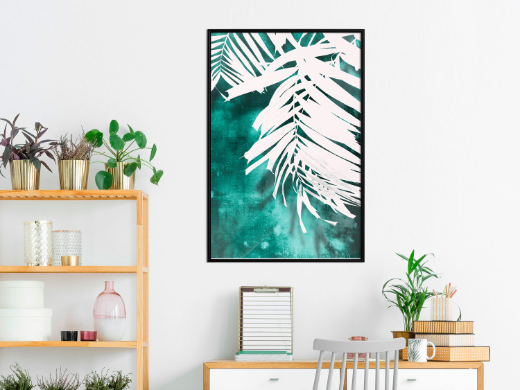 Poster Emerald Shade - plant texture of white leaves on a green background 122315 additionalImage 10