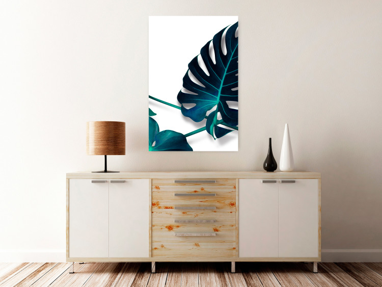 Wall Poster Sea Flower - tropical green leaf on contrasting white background 123415 additionalImage 17