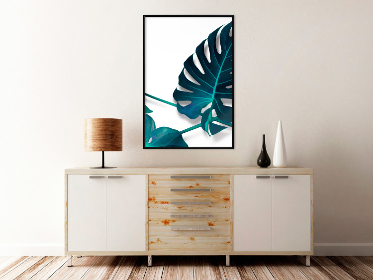 Wall Poster Sea Flower - tropical green leaf on contrasting white background 123415 additionalImage 3