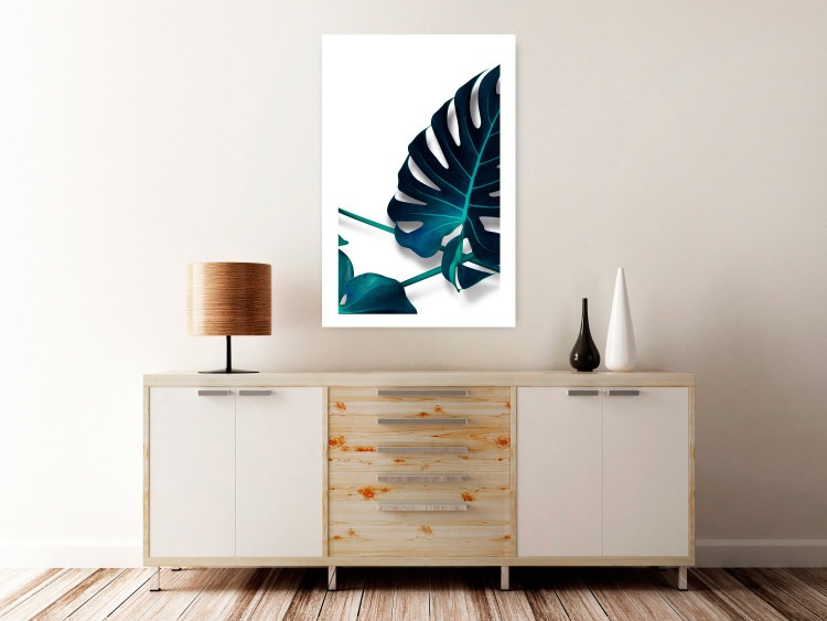 Wall Poster Sea Flower - tropical green leaf on contrasting white background 123415 additionalImage 2
