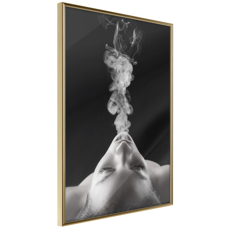 Poster Smoke Cloud - black and white female face with smoke coming out of mouth 123615 additionalImage 12
