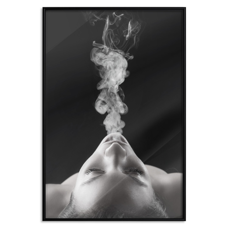 Poster Smoke Cloud - black and white female face with smoke coming out of mouth 123615 additionalImage 17
