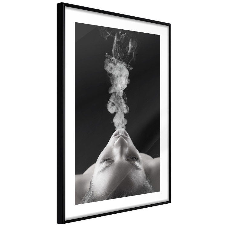 Poster Smoke Cloud - black and white female face with smoke coming out of mouth 123615 additionalImage 11