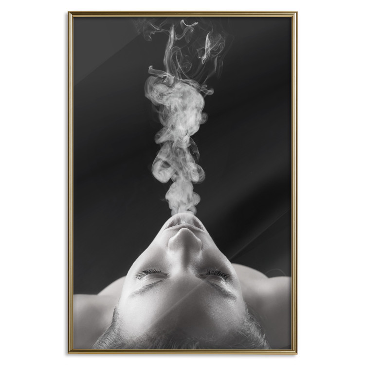 Poster Smoke Cloud - black and white female face with smoke coming out of mouth 123615 additionalImage 18