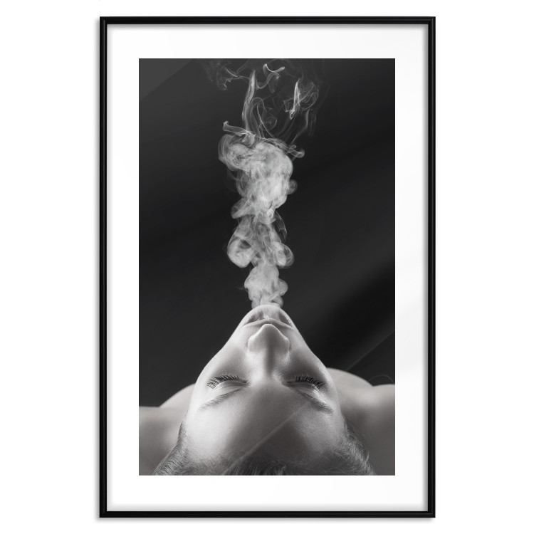Poster Smoke Cloud - black and white female face with smoke coming out of mouth 123615 additionalImage 19