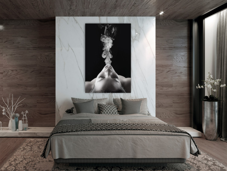 Poster Smoke Cloud - black and white female face with smoke coming out of mouth 123615 additionalImage 14