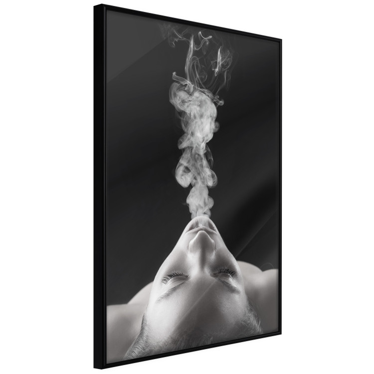 Poster Smoke Cloud - black and white female face with smoke coming out of mouth 123615 additionalImage 10