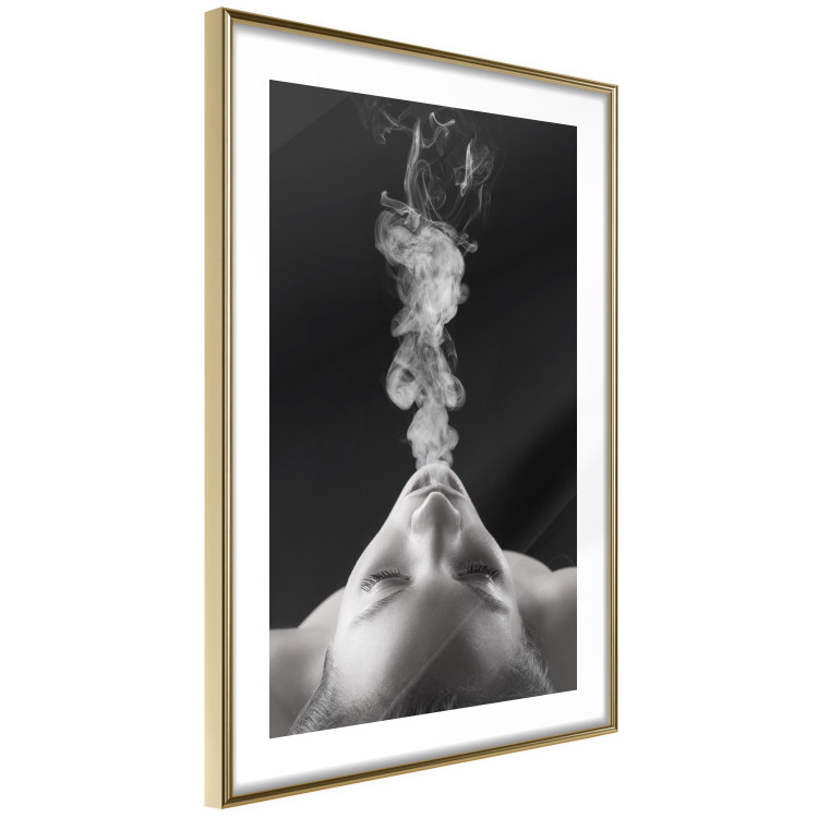 Poster Smoke Cloud - black and white female face with smoke coming out of mouth 123615 additionalImage 6